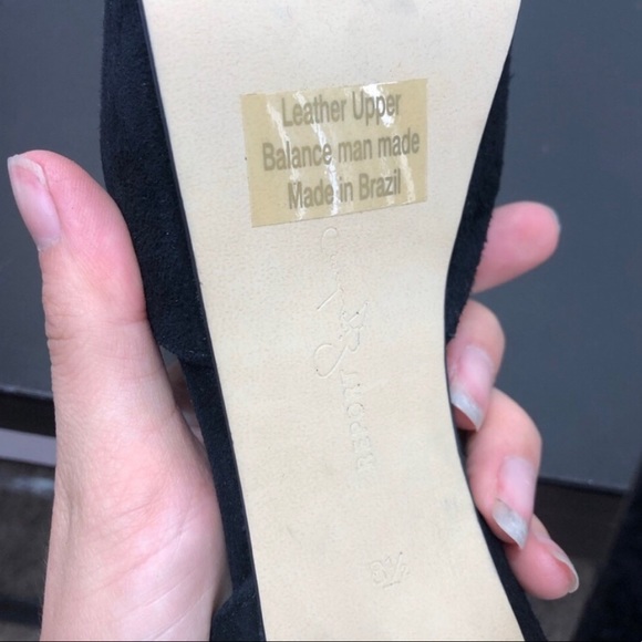 Report Signature Black Leather Gold High Heels - Picture 7 of 9